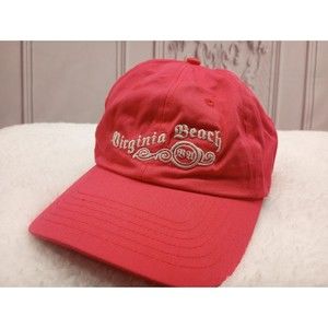 Women's Virginia Beach Cap Coral Pink Embroidered Royal Headwear 100% Cotton EUC